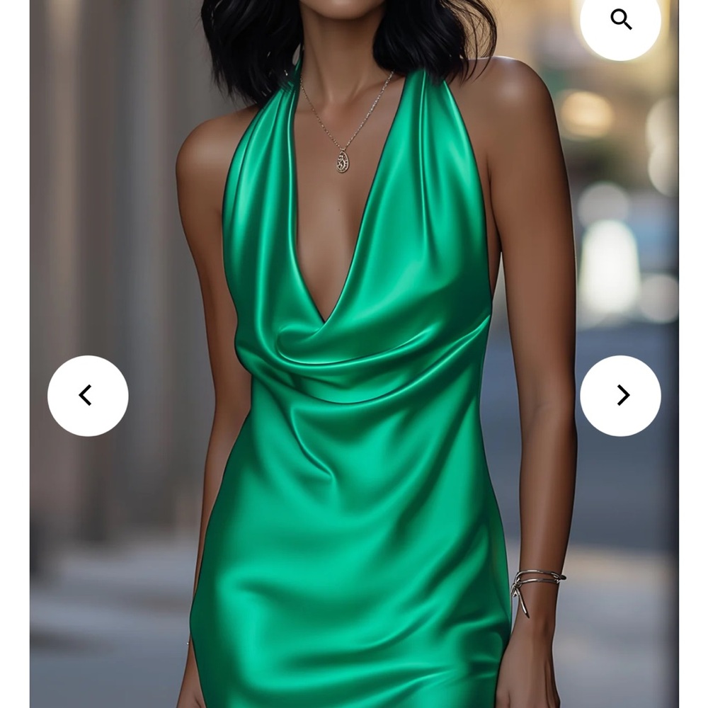 Draped Halterneck Satin Mini Dress